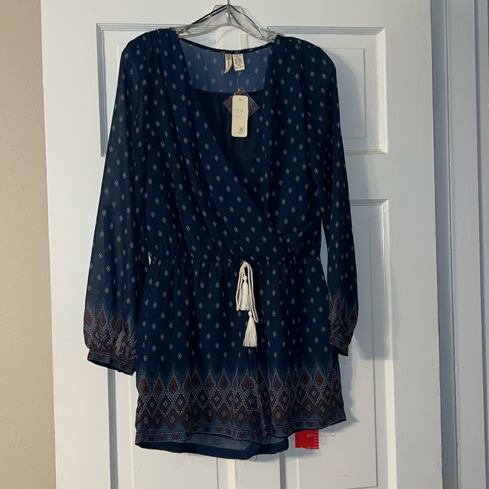 Navy Print Romper, NWT